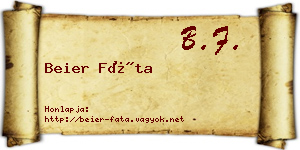 Beier Fáta névjegykártya